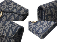 Load image into Gallery viewer, Christian Dior クリスチャンディオール シガレットケース TR1022 トロッター柄 ネイビー キャンバス レザー ゴールド金具 美品 中古 4c073654