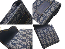 Load image into Gallery viewer, Christian Dior クリスチャンディオール シガレットケース TR1022 トロッター柄 ネイビー キャンバス レザー ゴールド金具 美品 中古 4c073654