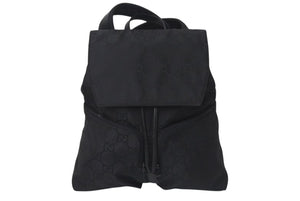 GUCCI グッチ GG柄 リュック バックパック デイバッグ イタリア製 002058 GGナイロン レザー ブラック 美品 中古 4c073656