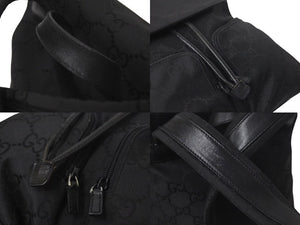 GUCCI グッチ GG柄 リュック バックパック デイバッグ イタリア製 002058 GGナイロン レザー ブラック 美品 中古 4c073656