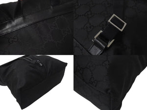 GUCCI グッチ GG柄 リュック バックパック デイバッグ イタリア製 002058 GGナイロン レザー ブラック 美品 中古 4c073656