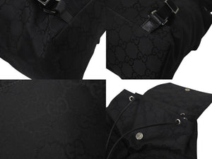 GUCCI グッチ GG柄 リュック バックパック デイバッグ イタリア製 002058 GGナイロン レザー ブラック 美品 中古 4c073656