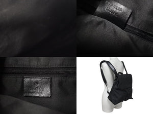 GUCCI グッチ GG柄 リュック バックパック デイバッグ イタリア製 002058 GGナイロン レザー ブラック 美品 中古 4c073656