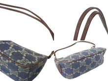 Load image into Gallery viewer, CELINE セリーヌ マカダム アクセサリーポーチ CE00/14 キャンバス レザー ブルー ブラウン ホワイト 美品 中古 4c073657