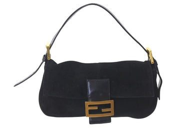 FENDI フェンディ マンマバケット ワンショルダーバッグ 2340-26424-079 スウェードレザー ブラック ゴールド金具 美品 中古 4c073658 