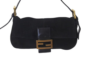 FENDI フェンディ マンマバケット ワンショルダーバッグ 2340-26424-079 スウェードレザー ブラック ゴールド金具 美品 中古 4c073658 