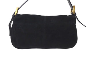 FENDI フェンディ マンマバケット ワンショルダーバッグ 2340-26424-079 スウェードレザー ブラック ゴールド金具 美品 中古 4c073658 
