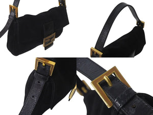 FENDI フェンディ マンマバケット ワンショルダーバッグ 2340-26424-079 スウェードレザー ブラック ゴールド金具 美品 中古 4c073658 