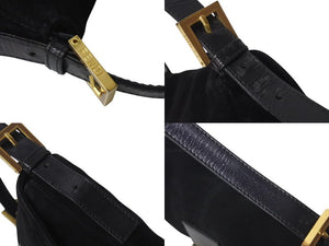 FENDI フェンディ マンマバケット ワンショルダーバッグ 2340-26424-079 スウェードレザー ブラック ゴールド金具 美品 中古 4c073658 