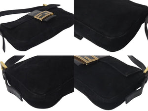 FENDI フェンディ マンマバケット ワンショルダーバッグ 2340-26424-079 スウェードレザー ブラック ゴールド金具 美品 中古 4c073658 