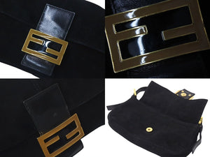 FENDI フェンディ マンマバケット ワンショルダーバッグ 2340-26424-079 スウェードレザー ブラック ゴールド金具 美品 中古 4c073658 