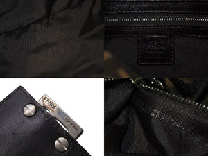 極美品 FENDI フェンディ マンマバケット ワンショルダーバッグ ズッカ柄 コットンキャンバス レザー ブラウン 中古 4c073663 