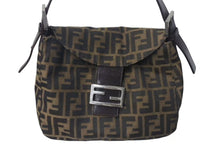 画像をギャラリービューアに読み込む, 極美品 FENDI フェンディ マンマバケット ワンショルダーバッグ ズッカ柄 コットンキャンバス レザー ブラウン 中古 4c073663 