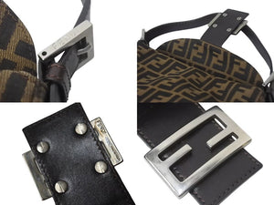 極美品 FENDI フェンディ マンマバケット ワンショルダーバッグ ズッカ柄 コットンキャンバス レザー ブラウン 中古 4c073663 
