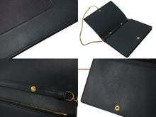 Load image into Gallery viewer, CELINE セリーヌ フレーム イブニング チェーンウォレット ショルダーバッグ 財布 ネイビー グリーン レザー ゴールド金具 美品 中古 4c073664