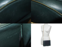 Load image into Gallery viewer, CELINE セリーヌ フレーム イブニング チェーンウォレット ショルダーバッグ 財布 ネイビー グリーン レザー ゴールド金具 美品 中古 4c073664