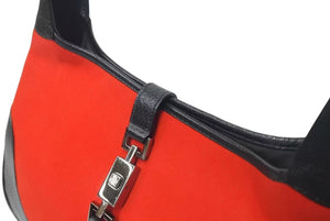 極美品 GUCCI グッチ ワンショルダー ハンドバッグ フェルト レザー ブラック レッド 0013306 中古 4c073665