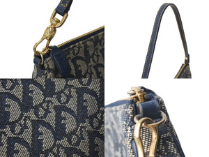 Christian Dior クリスチャンディオール トロッター サドルバッグ ワンショルダーバッグ サドルポーチ MC1012 ネイビー 美品 中古 4c073668
