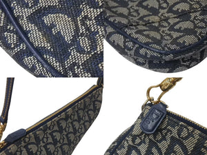 Christian Dior クリスチャンディオール トロッター サドルバッグ ワンショルダーバッグ サドルポーチ MC1012 ネイビー 美品 中古 4c073668