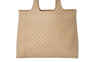 CELINE セリーヌ マカダム ロゴ ヴィンテージ ハンドバッグ ベージュ ロゴ PVC レザー 鞄 ゴールド金具 良品 中古 4c073669