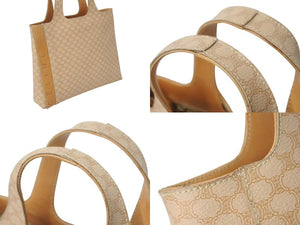 CELINE セリーヌ マカダム ロゴ ヴィンテージ ハンドバッグ ベージュ ロゴ PVC レザー 鞄 ゴールド金具 良品 中古 4c073669
