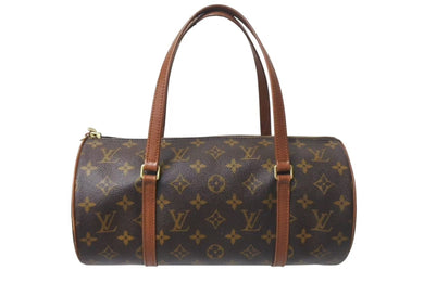 極美品 LOUIS VUITTON ルイヴィトン ハンドバック パピヨン30 GM 筒型 モノグラム M51365 ゴールド金具 ブラウン 中古 4c073670