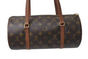 極美品 LOUIS VUITTON ルイヴィトン ハンドバック パピヨン30 GM 筒型 モノグラム M51365 ゴールド金具 ブラウン 中古 4c073670