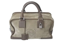 Load image into Gallery viewer, LOEWE ロエベ アマソナ28 ハンドバッグ 010403 アナグラムロゴ スウェード レザー ブラウン シルバー金具 良品 中古 4c073673