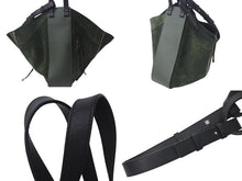 Load image into Gallery viewer, LOEWE ロエベ ハンモック ラージ 2WAY トートバッグ グリーン ブラック レザー スウェード ハンドバッグ ロゴ シルバー金具 美品 中古 4c073676