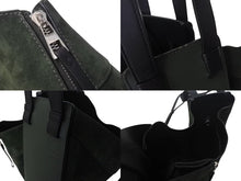 Load image into Gallery viewer, LOEWE ロエベ ハンモック ラージ 2WAY トートバッグ グリーン ブラック レザー スウェード ハンドバッグ ロゴ シルバー金具 美品 中古 4c073676