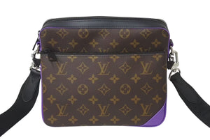 極美品 LOUIS VUITTON ルイヴィトン モノグラム マカサー トリオ メッセンジャー ショルダーバッグ M46266 ブラウン パープル PVC レザー シルバー金具 中古 4c073682