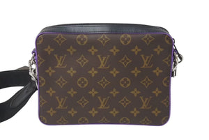 極美品 LOUIS VUITTON ルイヴィトン モノグラム マカサー トリオ メッセンジャー ショルダーバッグ M46266 ブラウン パープル PVC レザー シルバー金具 中古 4c073682