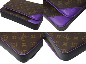 極美品 LOUIS VUITTON ルイヴィトン モノグラム マカサー トリオ メッセンジャー ショルダーバッグ M46266 ブラウン パープル PVC レザー シルバー金具 中古 4c073682