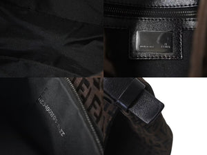 FENDI フェンディ ズッカ柄 マンマバケット ワンショルダーバッグ ブラウンロゴ コットンキャンバス レザー 美品 中古 4c073683 