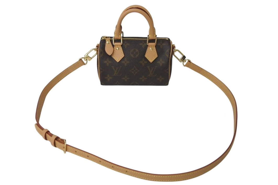 極美品 LOUIS VUITTON ルイヴィトン ナノスピーディ ハンドバッグ 2WAYバッグ M81085 モノグラム PVC レザー 中古 4c073692