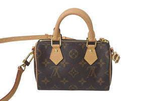 極美品 LOUIS VUITTON ルイヴィトン ナノスピーディ ハンドバッグ 2WAYバッグ M81085 モノグラム PVC レザー 中古 4c073692