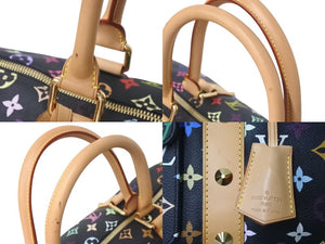 極美品 LOUIS VUITTON ルイヴィトン キーポル45 ボストンバッグ M92640 モノグラム マルチカラー ブラック 村上隆 中古 4c073711