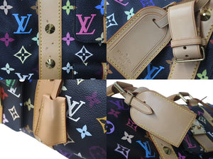 極美品 LOUIS VUITTON ルイヴィトン キーポル45 ボストンバッグ M92640 モノグラム マルチカラー ブラック 村上隆 中古 4c073711