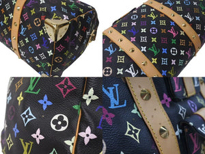 極美品 LOUIS VUITTON ルイヴィトン キーポル45 ボストンバッグ M92640 モノグラム マルチカラー ブラック 村上隆 中古 4c073711