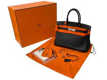 Load image into Gallery viewer, HERMES エルメス バーキン30 ハンドバッグ トゴ ブラック シルバー金具 ☐J刻印 2006年 美品 中古 4c073714