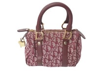 Load image into Gallery viewer, Christian Dior クリスチャンディオール トロッター ミニハンドバッグ PZ0052 キャンバス レザー ワインレッド ゴールド 美品 中古 4c073719