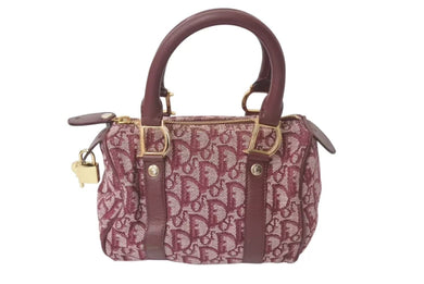 Christian Dior クリスチャンディオール トロッター ミニハンドバッグ PZ0052 キャンバス レザー ワインレッド ゴールド 美品 中古 4c073719