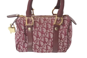 Christian Dior クリスチャンディオール トロッター ミニハンドバッグ PZ0052 キャンバス レザー ワインレッド ゴールド 美品 中古 4c073719