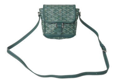 GOYARD ゴヤール グランブルーPM ショルダーバッグ ポシェット PVC レザー グリーン シルバー金具 美品 中古 4c073720