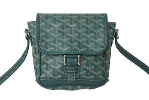 GOYARD ゴヤール グランブルーPM ショルダーバッグ ポシェット PVC レザー グリーン シルバー金具 美品 中古 4c073720