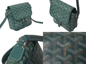 GOYARD ゴヤール グランブルーPM ショルダーバッグ ポシェット PVC レザー グリーン シルバー金具 美品 中古 4c073720