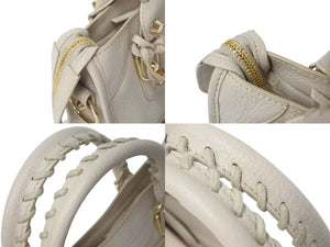 極美品 BALENCIAGA バレンシアガ クラシック ミニ シティ ハンドバッグ ベージュ レザー 390160 ゴールド金具 中古 4c073721