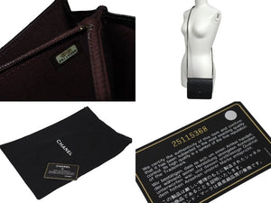 極美品 CHANEL シャネル チェーンウォレット キャビアスキン グレインドカーフスキン Vステッチライン 25番台 ブラック 25115368 中古 4c073723