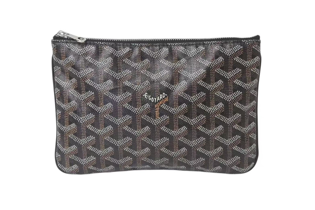 GOYARD ゴヤール セナPM クラッチバッグ SENAT2PMLTY01CL01P ブラック PVC レザー シルバー金具 美品 中古 4c073724