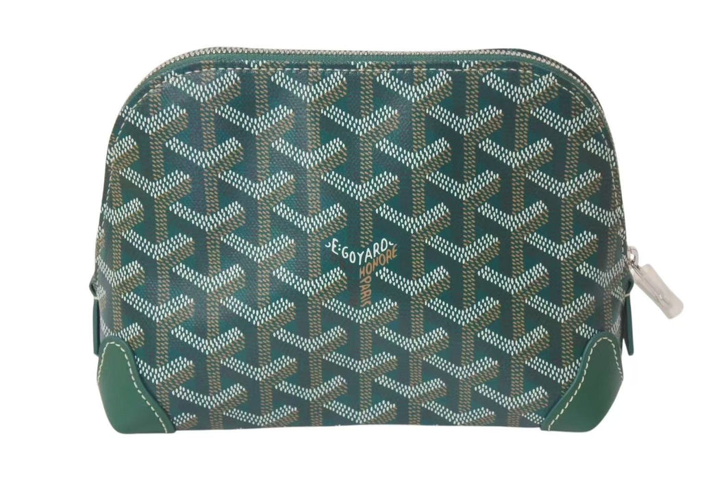 新品未使用 GOYARD ゴヤール ポーチ ヴァンドーム コスメティックポーチ グリーン シルバー金具 中古 4c073726